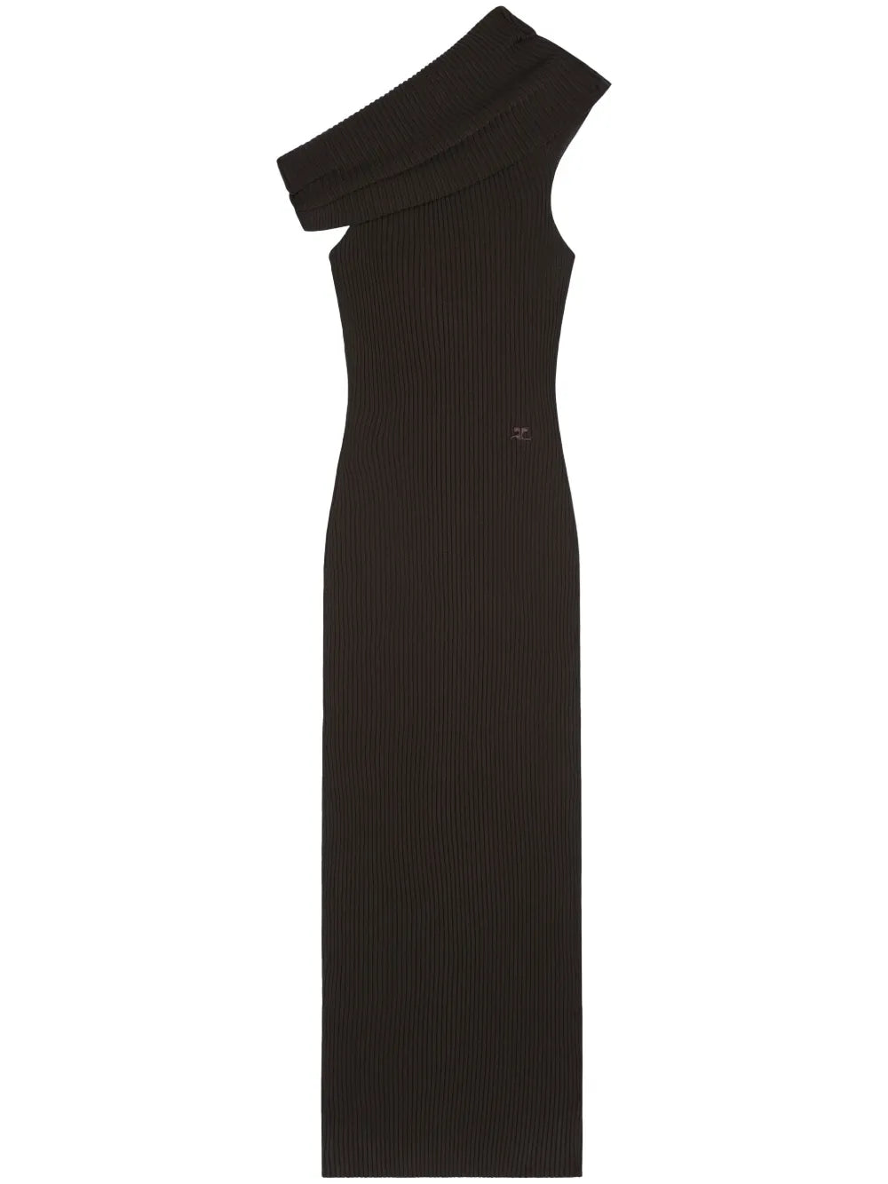 Asymetric Ribbed-Knit Long Dress
