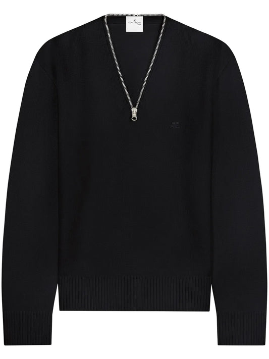 Zip-Detailing Wool Sweater