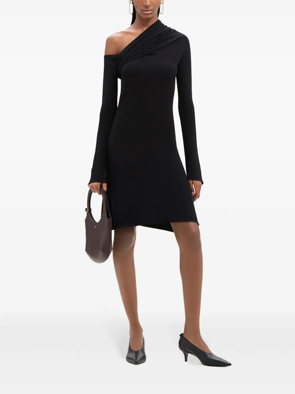 Asymmetric Twist Crepe Mini Dress