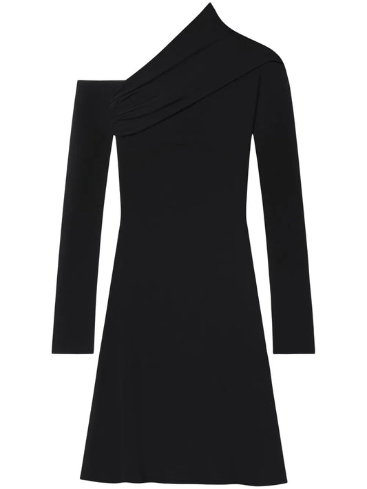 Asymmetric Twist Crepe Mini Dress