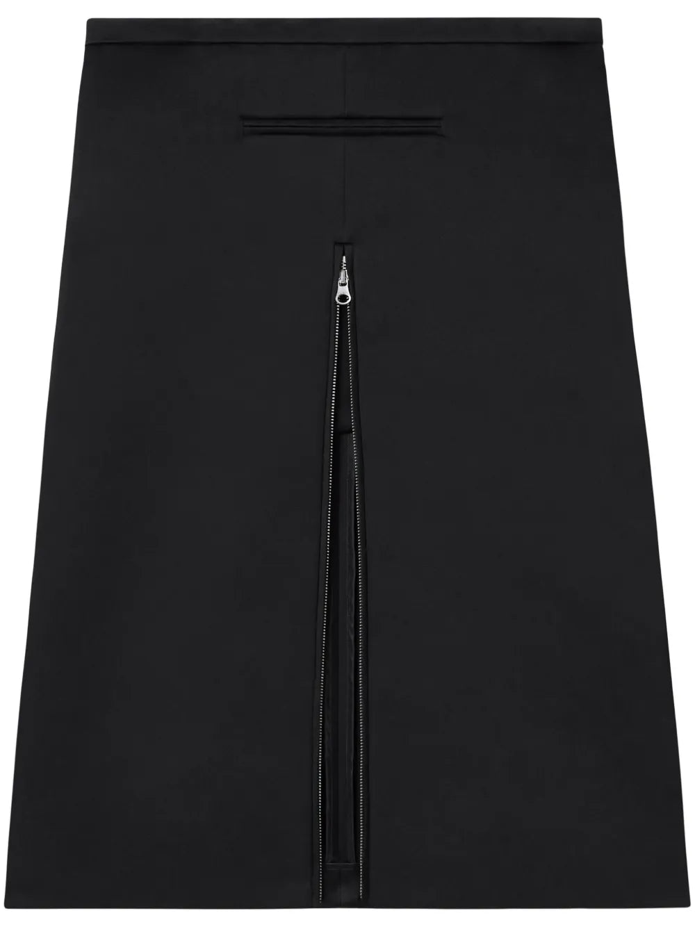 Zip-Detail Satin Midi Skirt