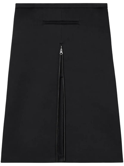 Zip-Detail Satin Midi Skirt