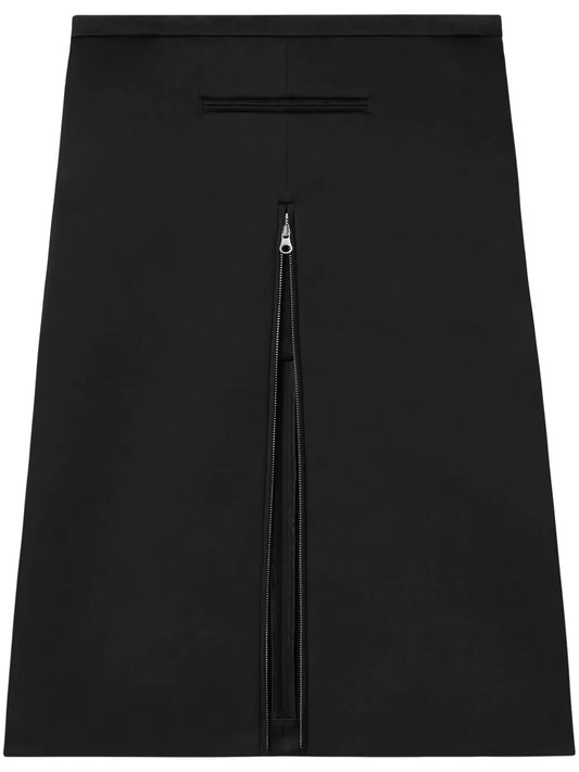 Zip-Detail Satin Midi Skirt