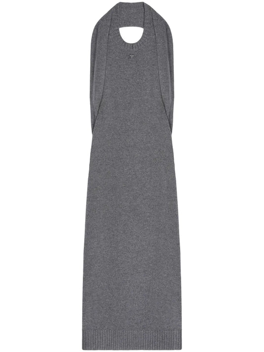 Over The Shoulder Draped Midi Dress