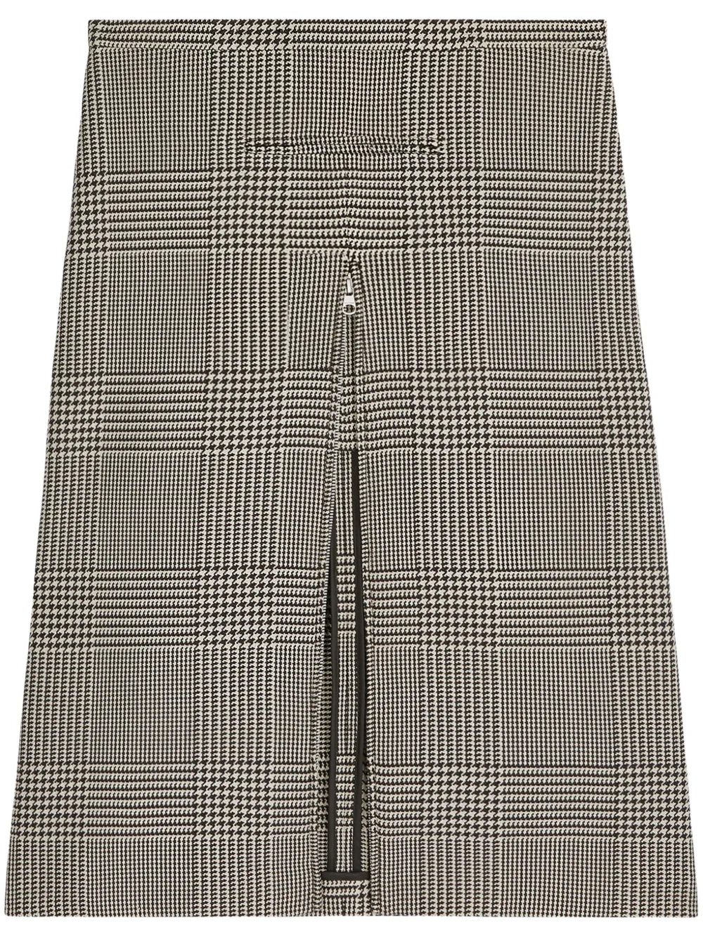 Zip-Detail Checked Midi Skirt