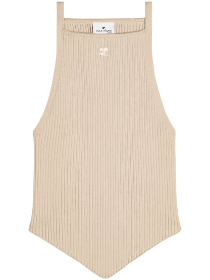 Logo-Embroidered Ribbed Top