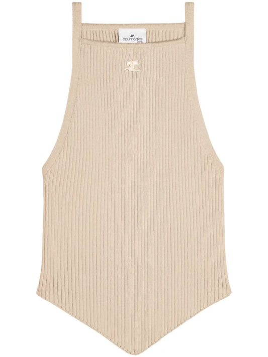 Logo-Embroidered Ribbed Top