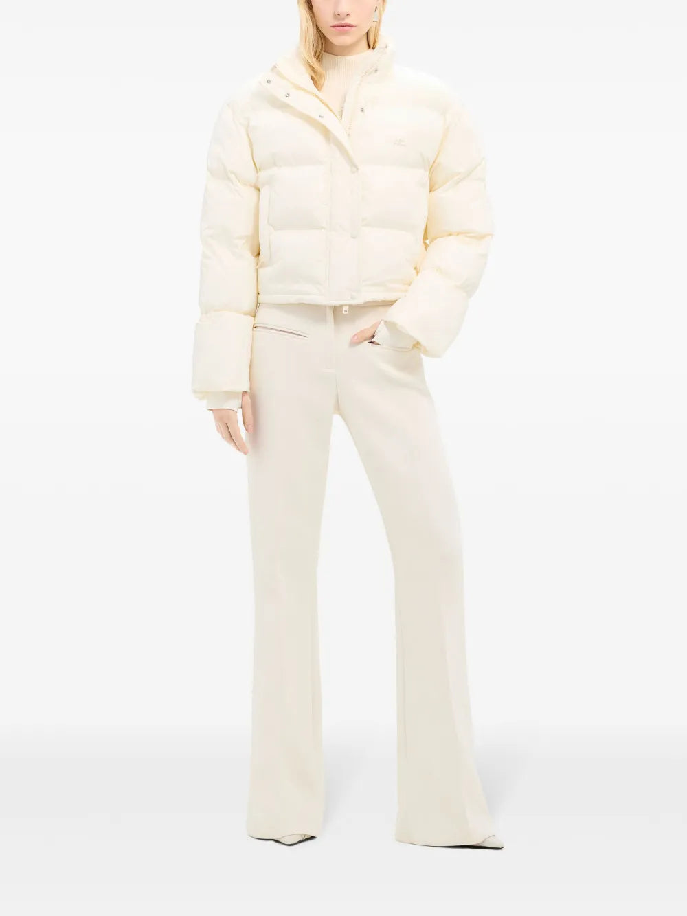 Logo-Embroidered Cropped Puffer Jacket