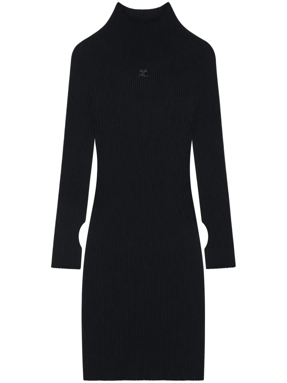 Ribbed-Knit Mock Neck Mini Dress