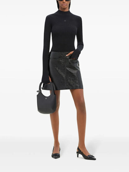 Buckled Coated Miniskirt