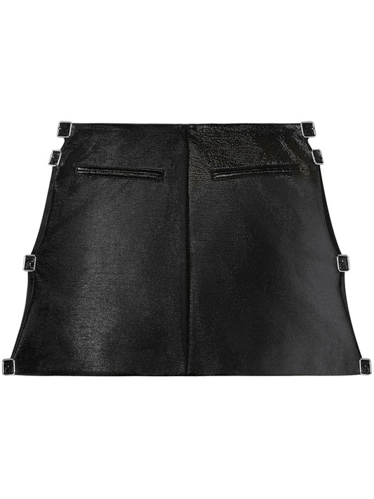 Buckled Coated Miniskirt