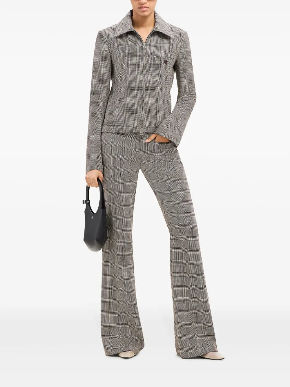 Flare Mid-Rise Prince Of Wales Pants