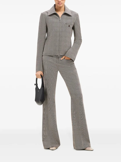 Flare Mid-Rise Prince Of Wales Pants