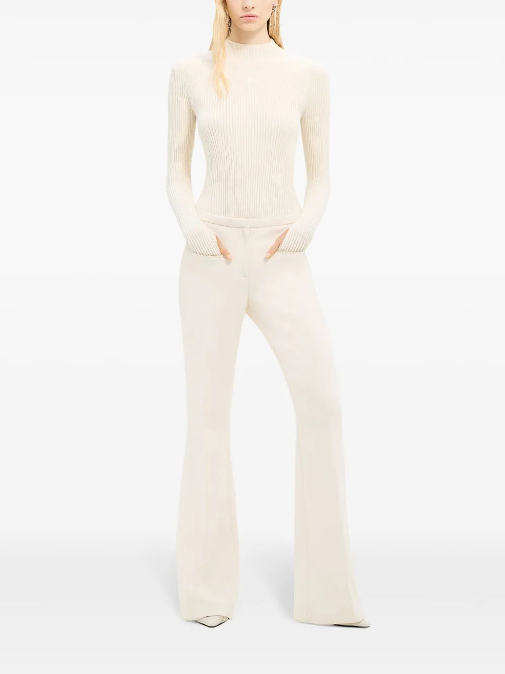Low-Rise Flared Crepe Trousers