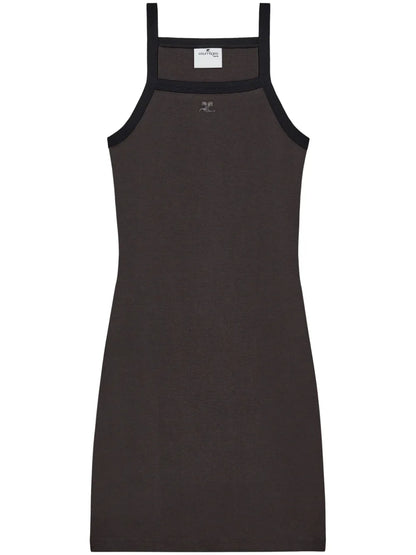 Contrast-Trim Cotton Mini Dress