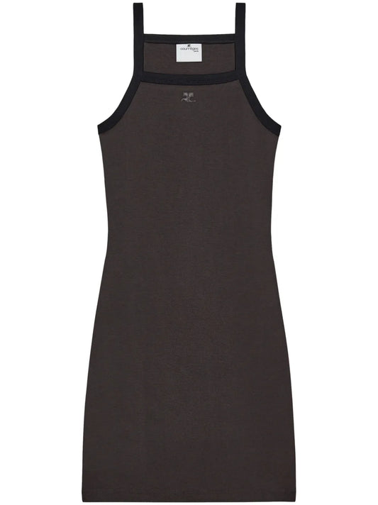 Contrast-Trim Cotton Mini Dress