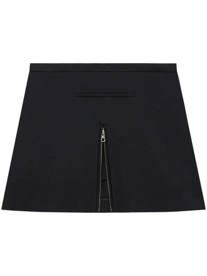 Zip-Detail Twill Miniskirt