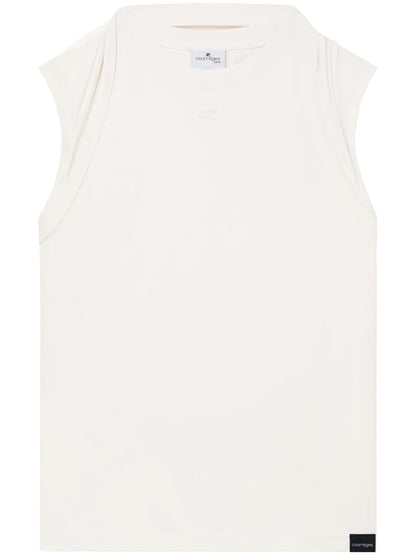 Draped-Detail Cotton Tank Top