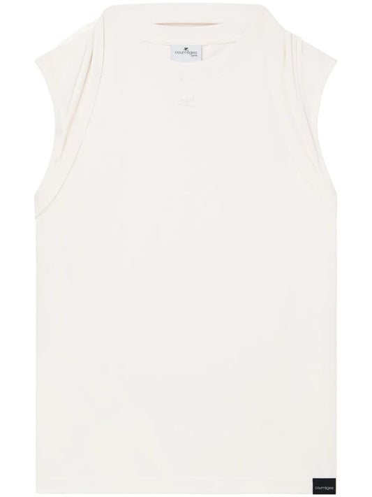 Draped-Detail Cotton Tank Top