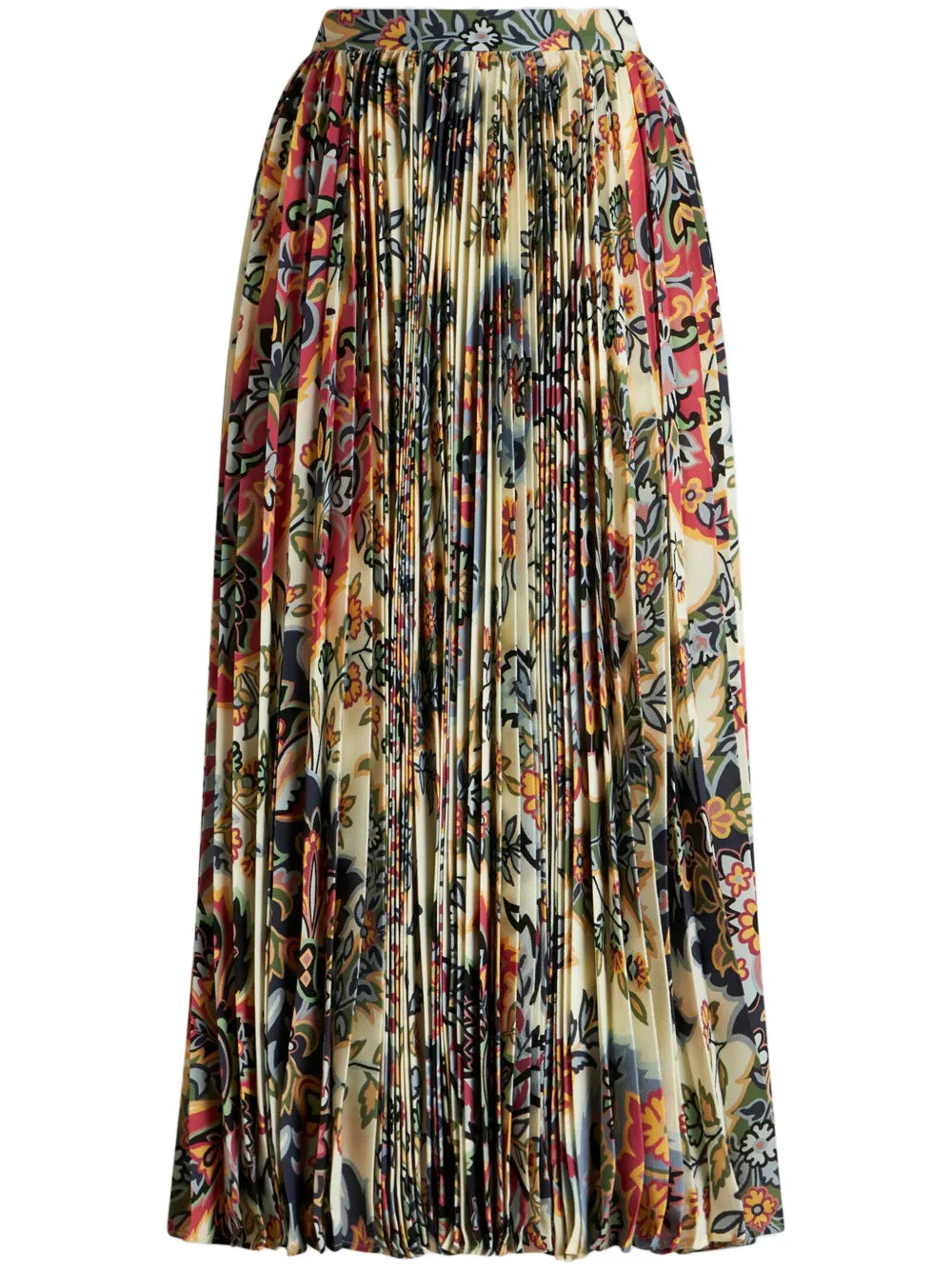 Paisley-Print Pleated Midi Skirt