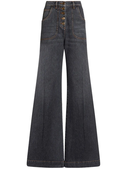 Wide-Leg Flared Jeans