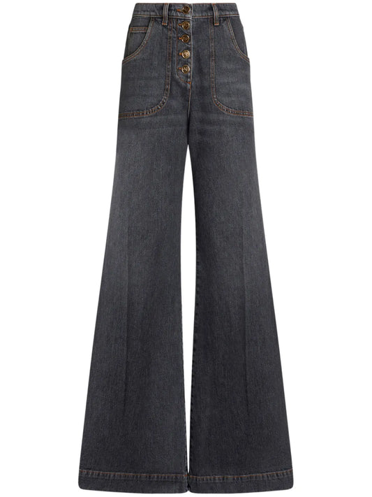 Wide-Leg Flared Jeans