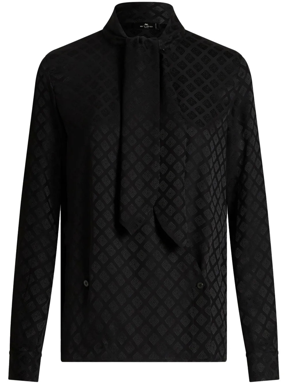 Scarf-Collar Jacquard Shirt