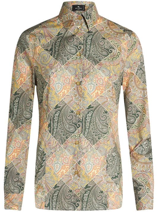 Patchwork-Print Poplin Shirt