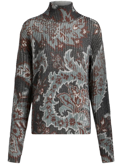 Floral-Print Wool Sweater
