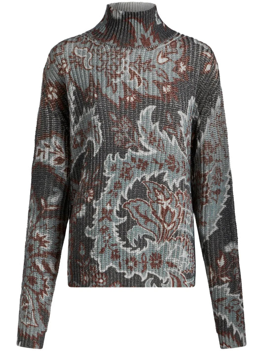 Floral-Print Wool Sweater