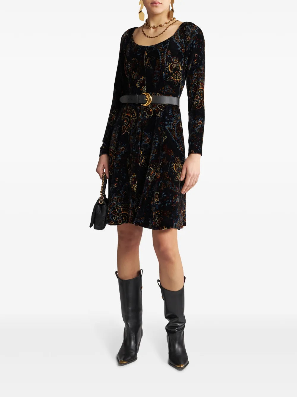 Velted Printed Mini Dress
