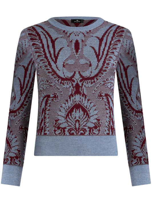 Floral Jacquard-Knit Wool Jacket
