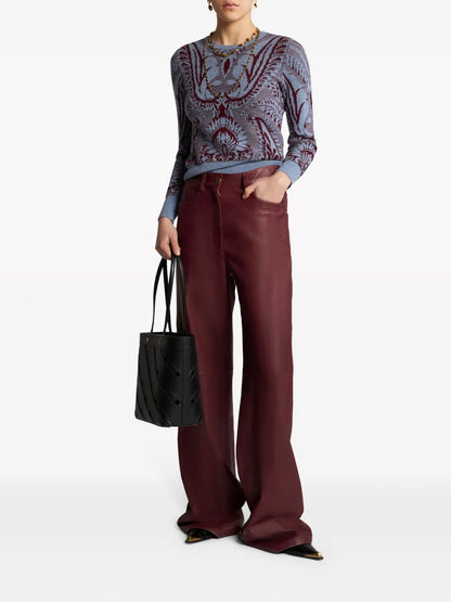 Floral Jacquard-Knit Wool Jacket