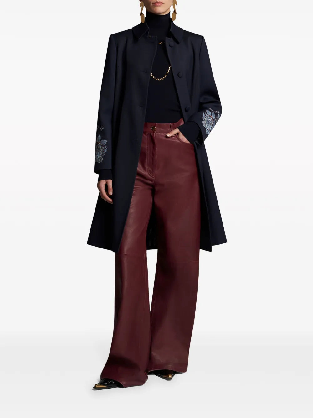 Embroidered Gabardine Coat