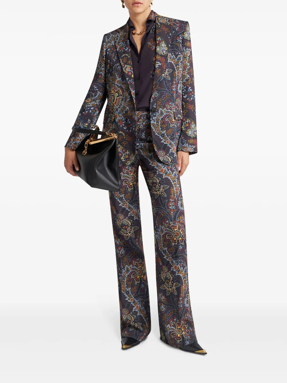 Paisley-Print Single-Breasted Blazer