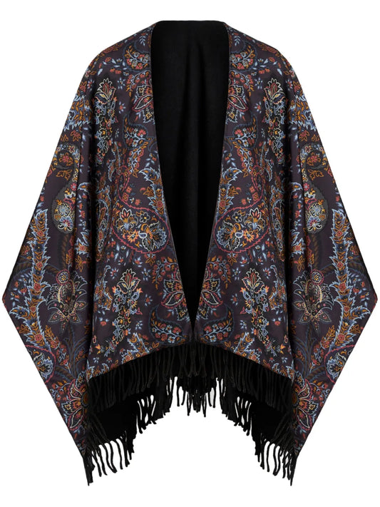 Paisley-Print Silk Cape