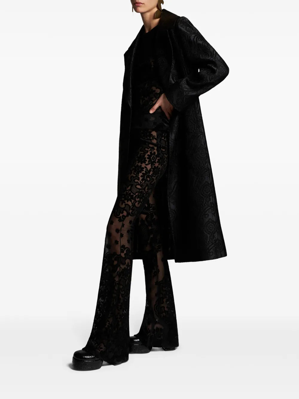 Jacquard Belted Coat