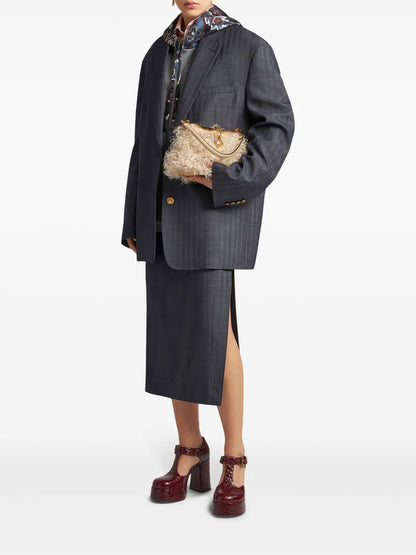 Logo-Engraved Buttons Oversized Jacket