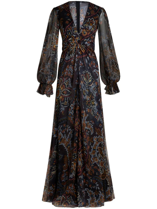 Paisley Printed Silk Dress