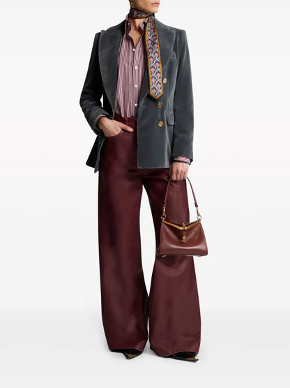 Logo-Engraved Buttons Velvet Blazer