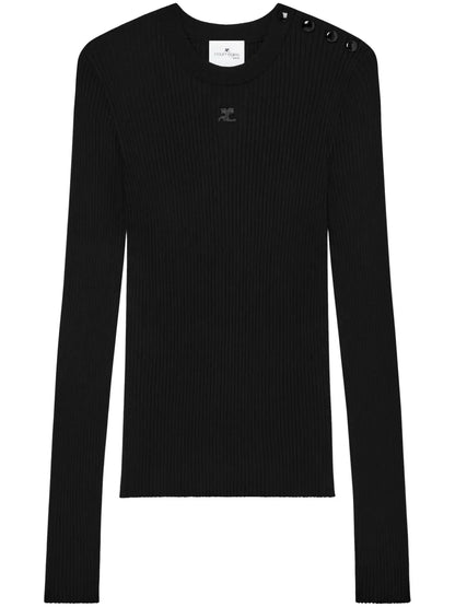 Logo-Embroidered Ribbed Jumper