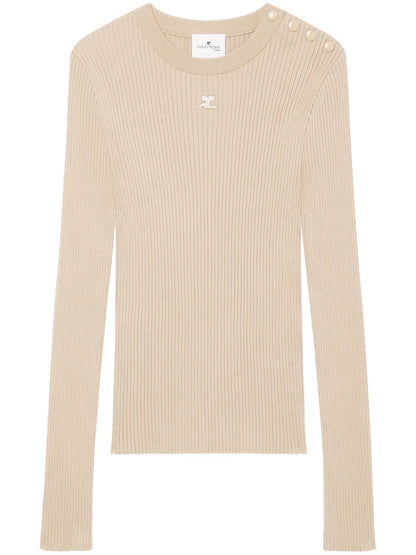 Logo-Embroidered Ribbed Jumper