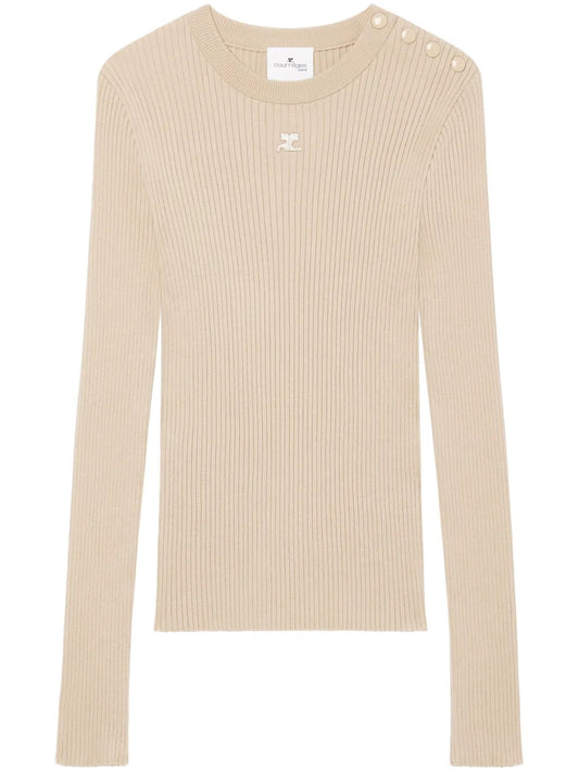 Logo-Embroidered Ribbed Jumper