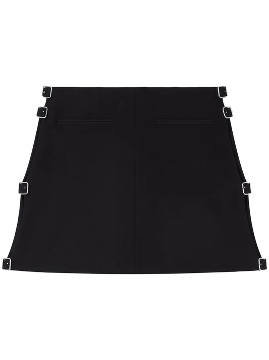 Buckled Wool Miniskirt