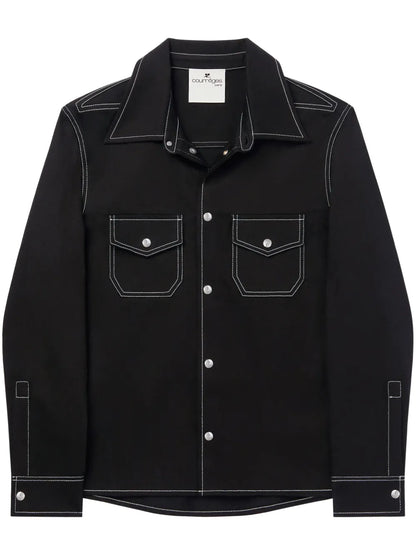 Double Pocket Topstitched Denim Shirt