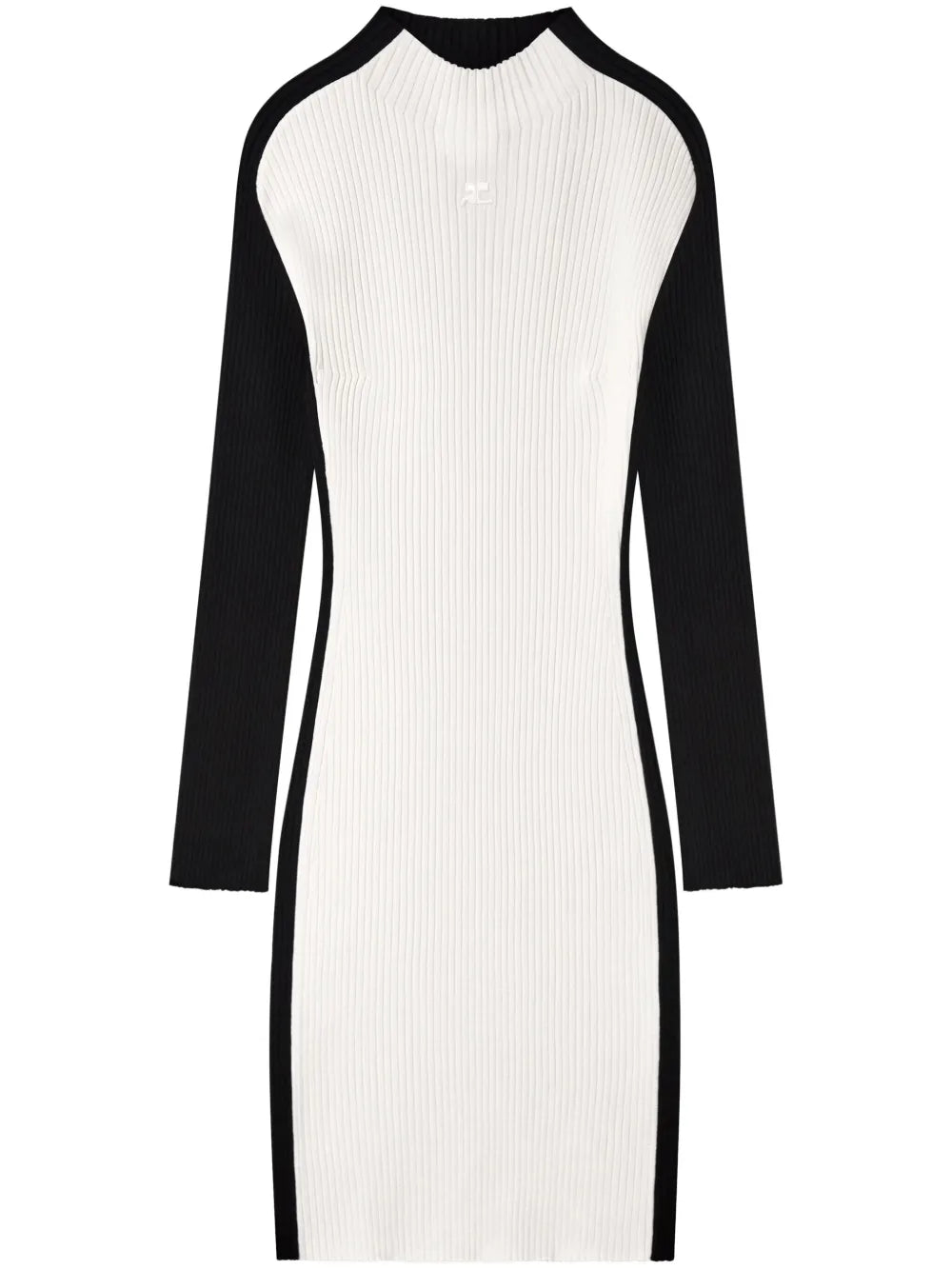 Contrast-Frame Ribbed-Knit Mini Dress