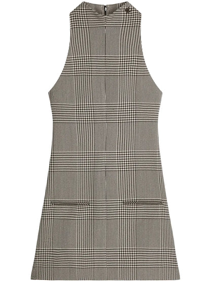 Prince Of Wales Sleeveless A-Line Dress