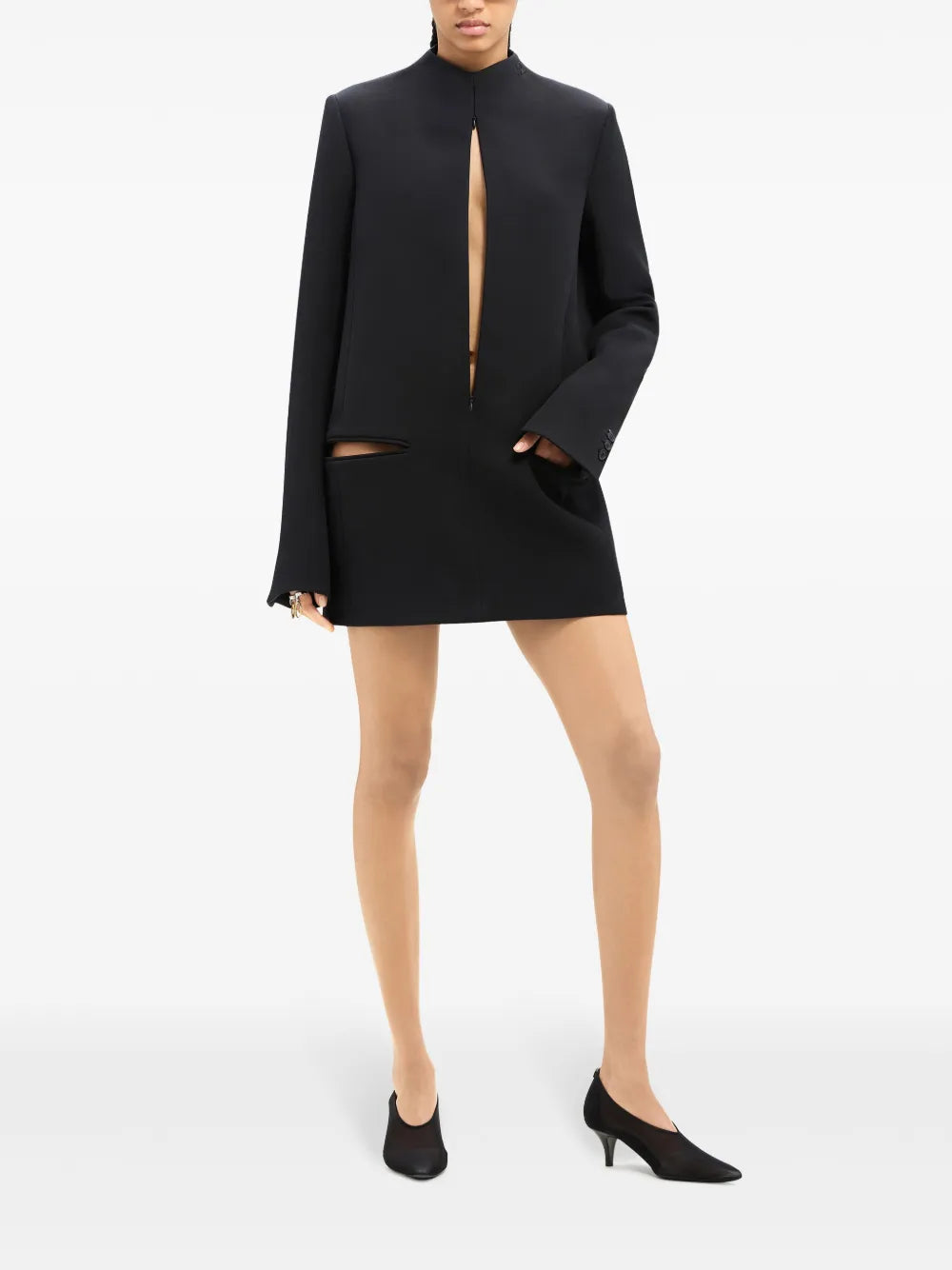 Front-Zipped Cut-Out Mini Dress