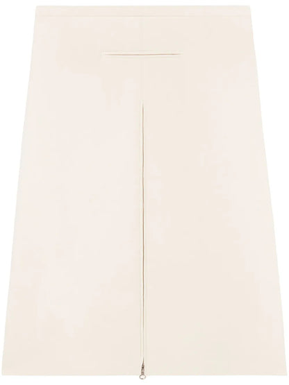 Layered Front-Zip Midi Skirt