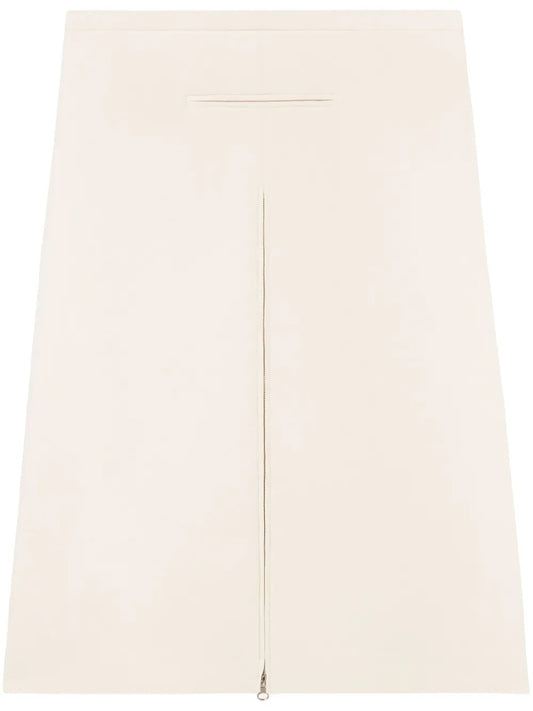 Layered Front-Zip Midi Skirt